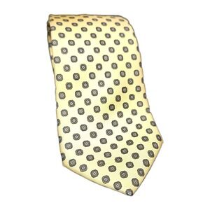 Vintage Tie Burdines Mens Classic Geometric Yellow Necktie Silk Made In Italy
